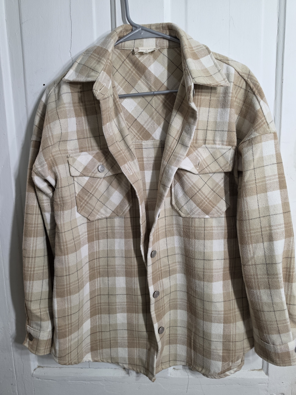 Altar'd State Beige & Cream Plaid Shacket